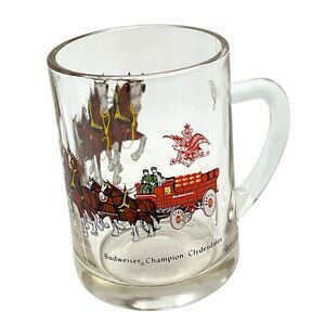 Vintage Budweiser‎ Champion Clydesdales Beer Mug Glass Stein Anheuser Busch